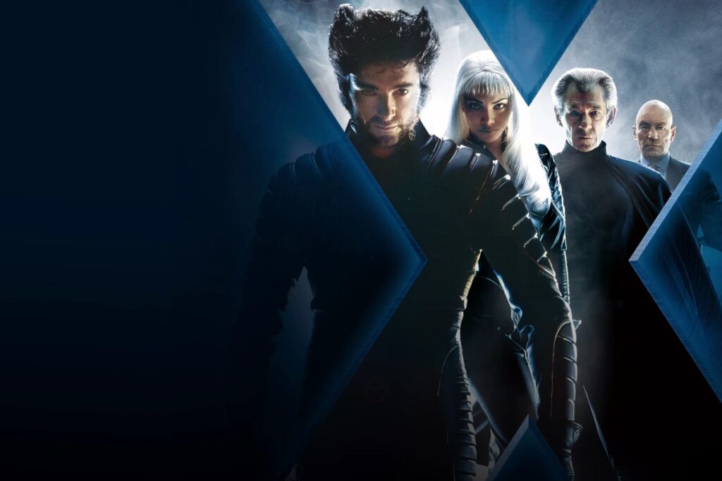 Wolverine, Tempesta, Magneto e Professor X nel film X-Men